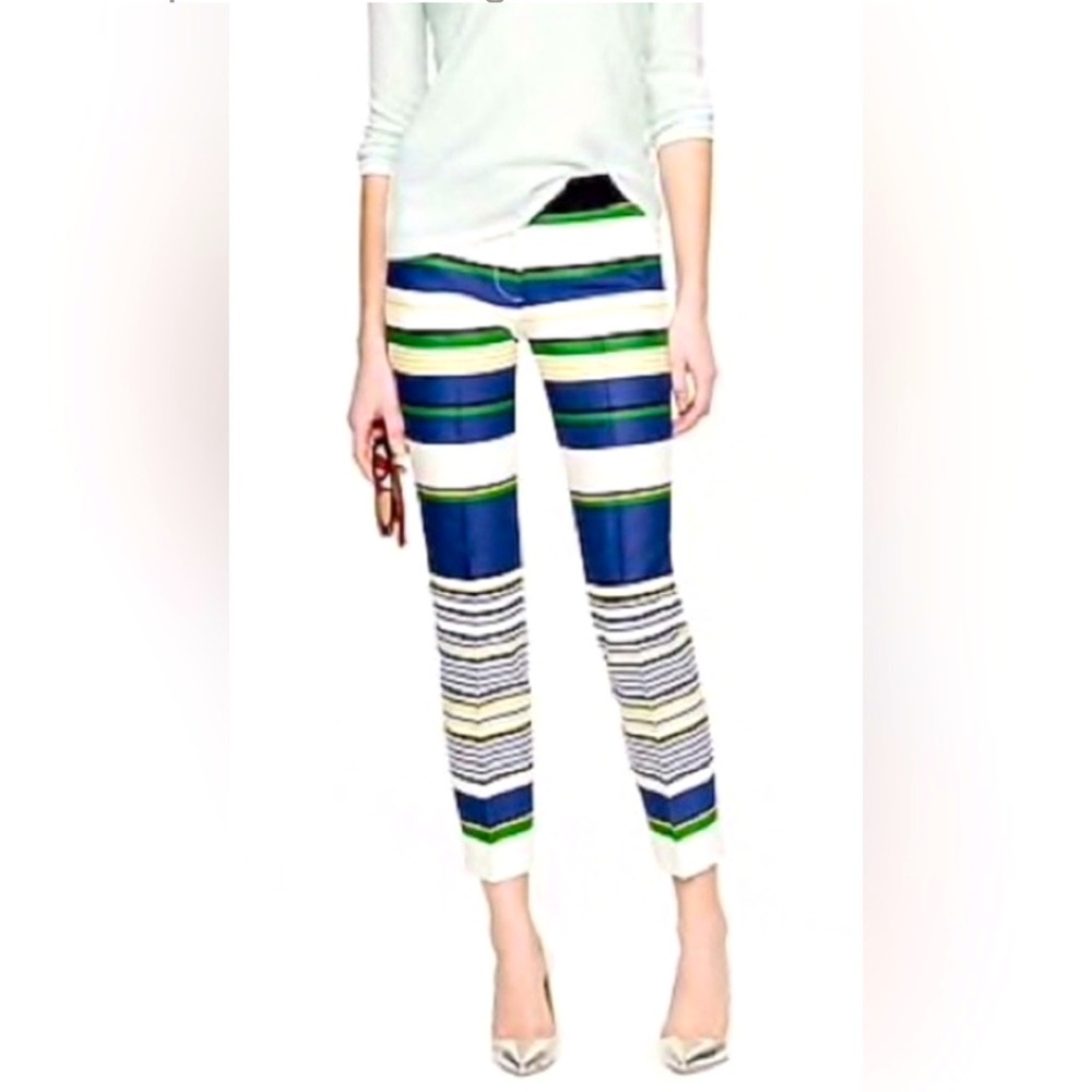 J. Crew Blue and Green Cropped Striped Pants